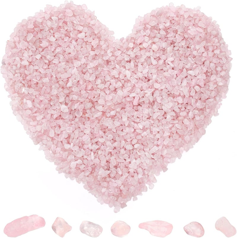 ELFULLY 5 lb Natural Rose Pink Crystal, 7-9 mm Tumbled Chips Stones, Irregular Shaped Quartz Bulk, Healing Reiki Gemstone for Potted Plant Vase Decoration Jewelry Making DIY Craft, Light Rose - Image 4